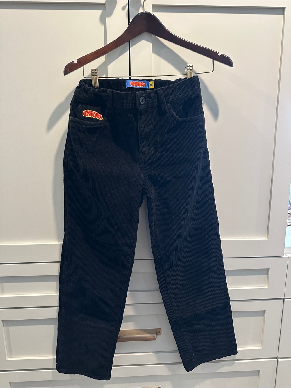 Empyre Black Corduroy Kids Jeans with Patch Detail